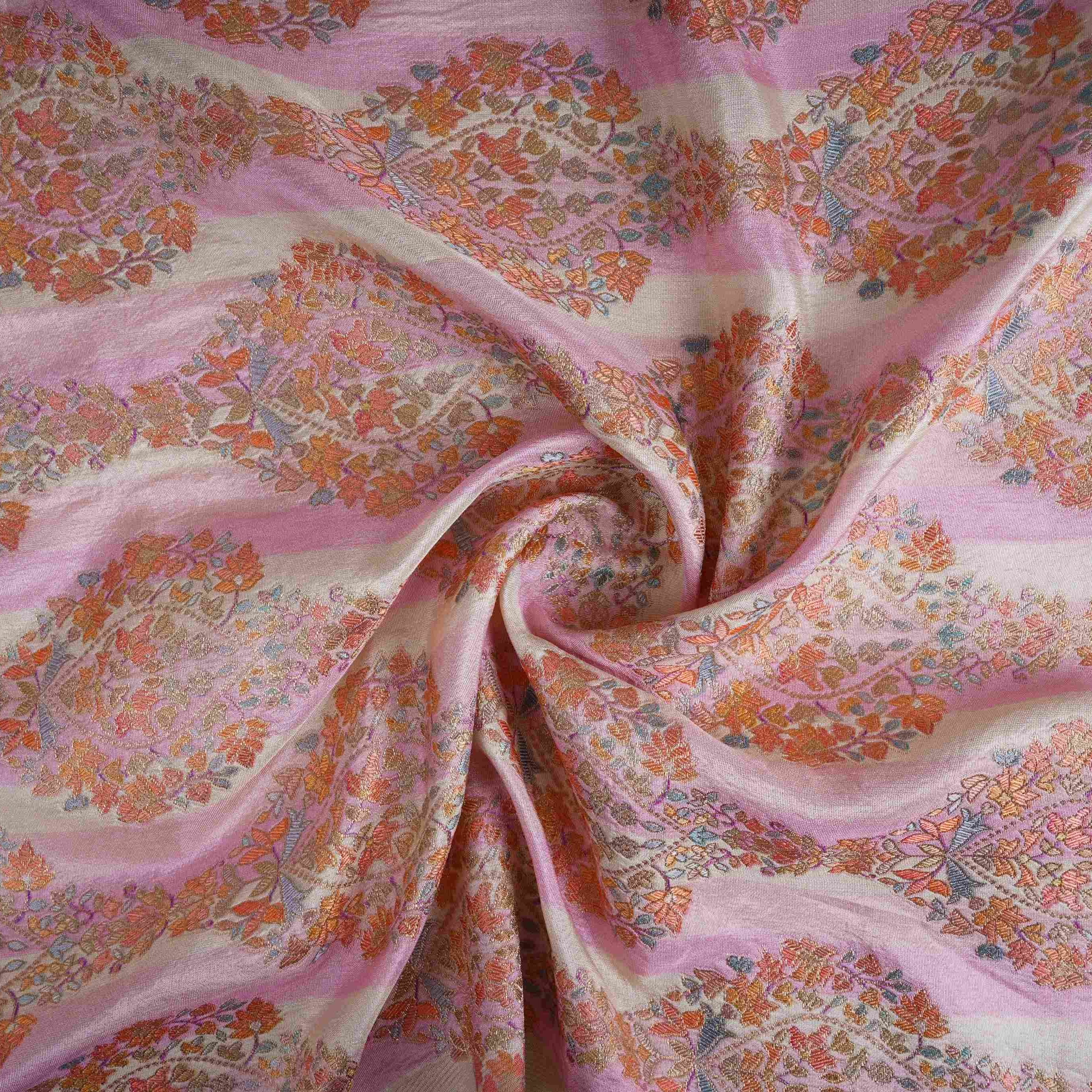 Cream Meenakari Dola Jacquard Fabric SGS-30717 - TradeUNO
