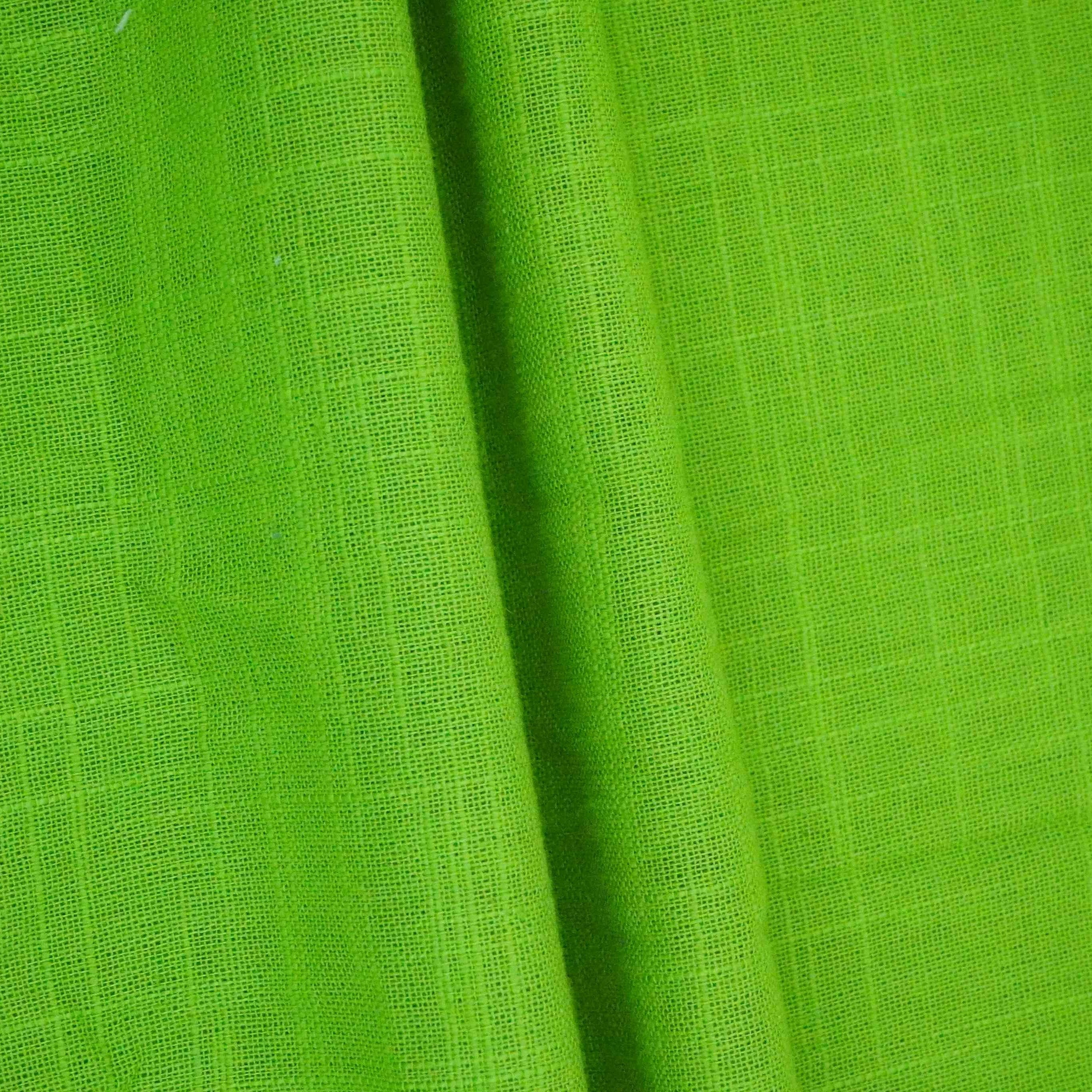Parrot Green Solid Cotton Linen Slub Fabric SG-30363 - TradeUNO