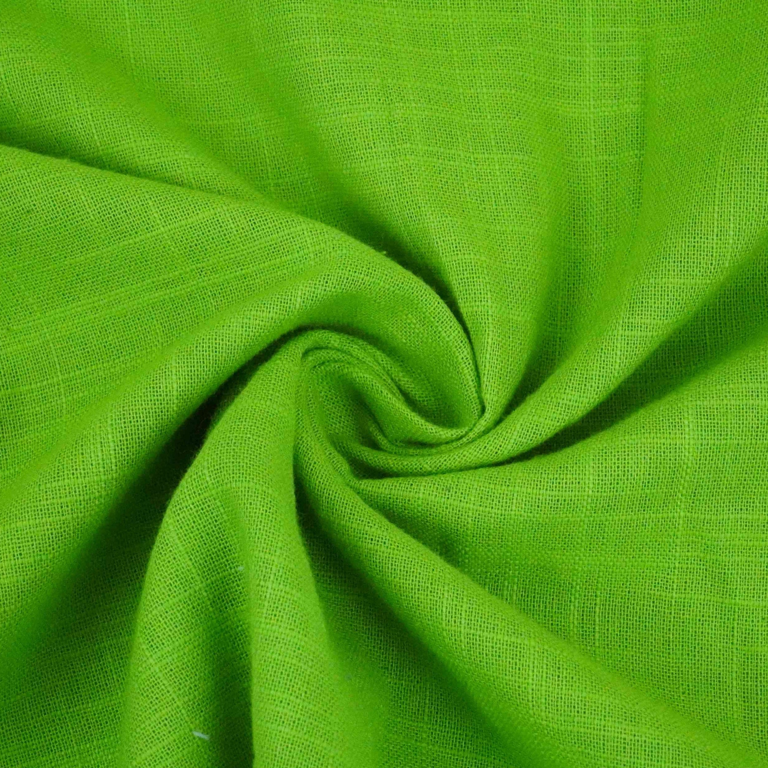 Parrot Green Solid Cotton Linen Slub Fabric SG-30363 - TradeUNO