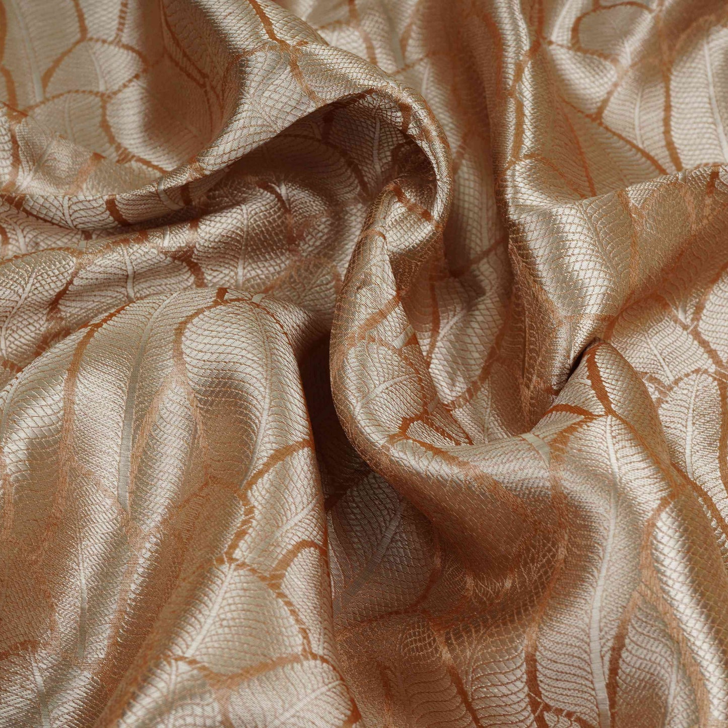 Copper Gold Zari Work Tissue Fabric CW-32596