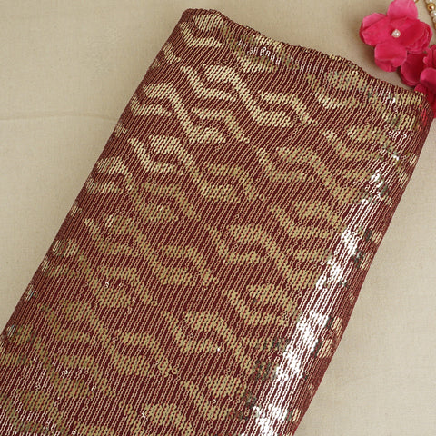 Maroon Sequins embroidery Georgette Fabric WI-29171