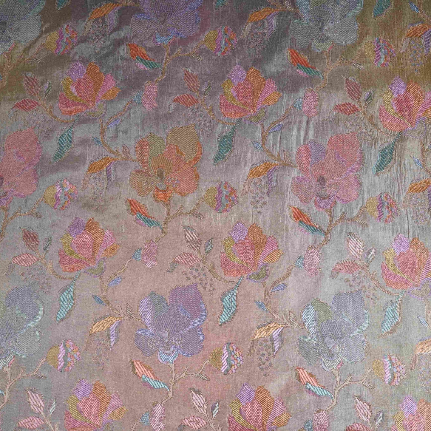 Antique Gold Floral Jaal Dola Jacquard Fabric SGS-30707