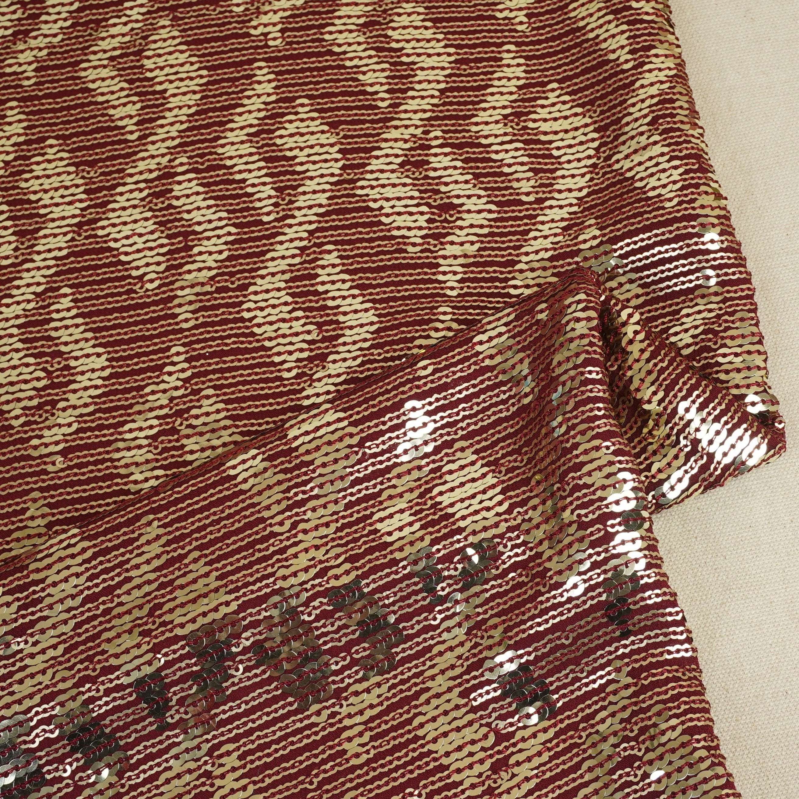 Maroon Sequins embroidery Georgette Fabric WI-29171 - TradeUNO
