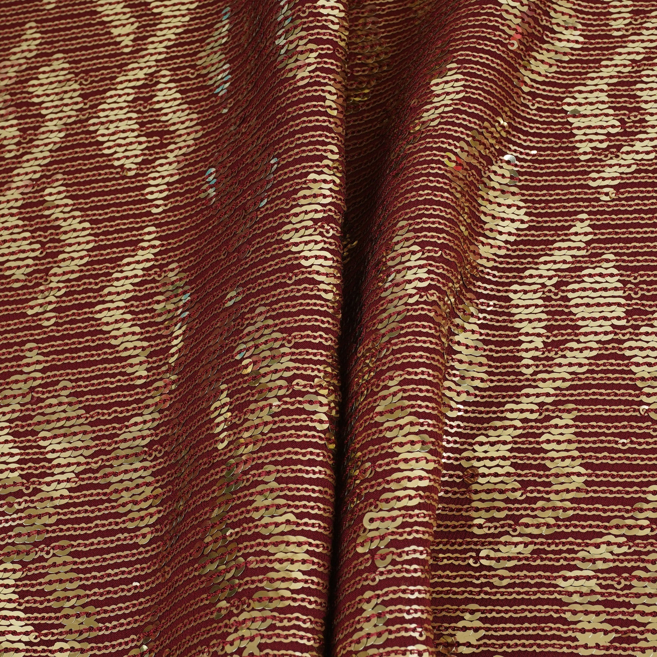 Maroon Sequins embroidery Georgette Fabric WI-29171 - TradeUNO