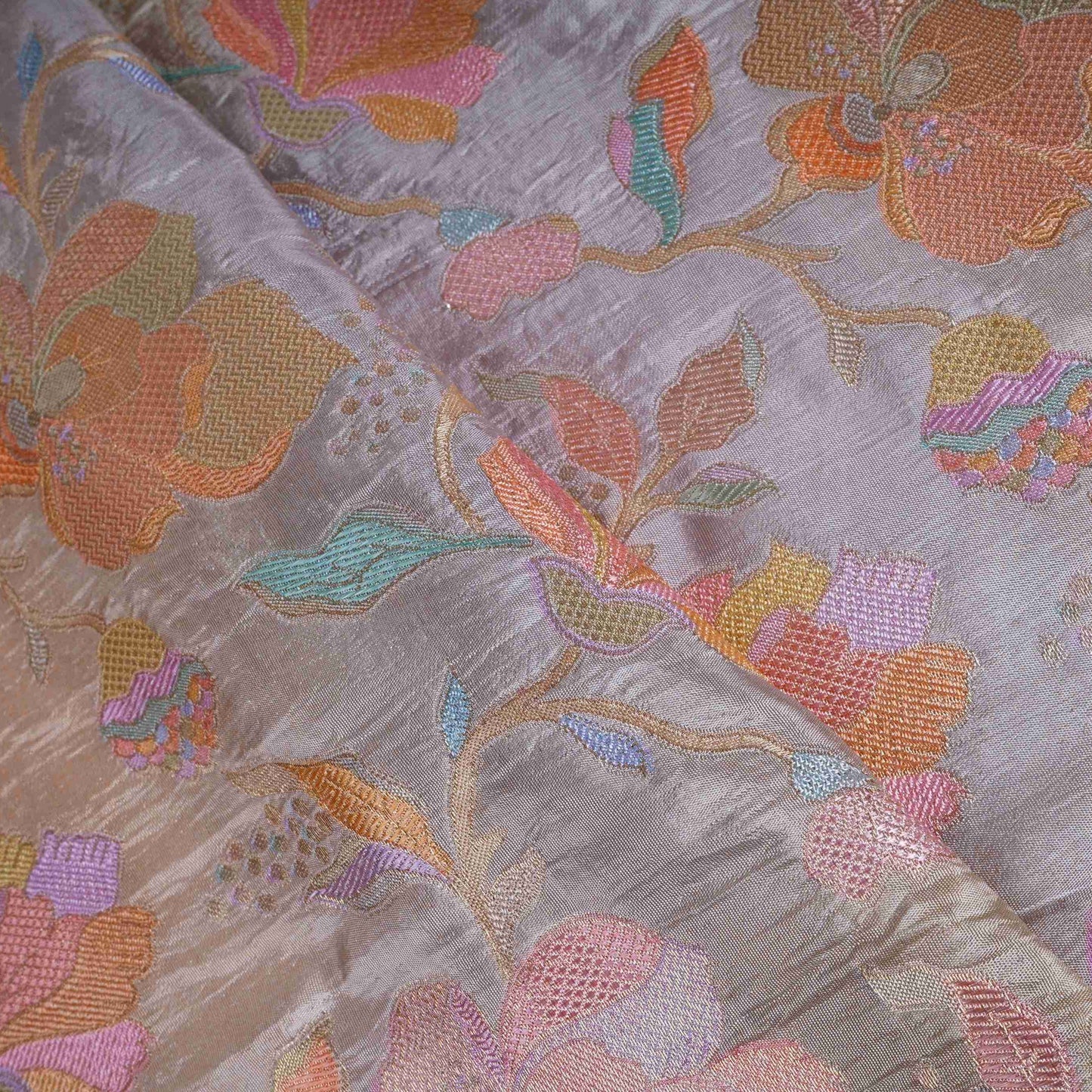 Antique Gold Floral Jaal Dola Jacquard Fabric SGS-30707