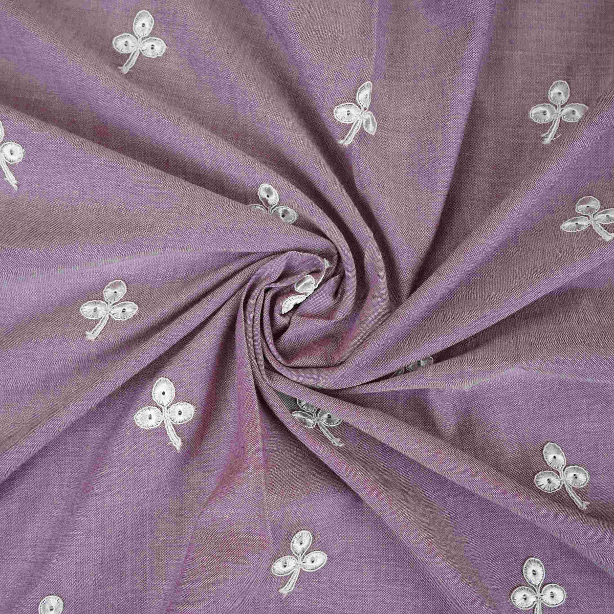 Purple Floral Embroidery South Cotton Fabric ZA-30592 - TradeUNO