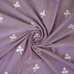 Purple Floral Embroidery South Cotton Fabric ZA-30592 - TradeUNO