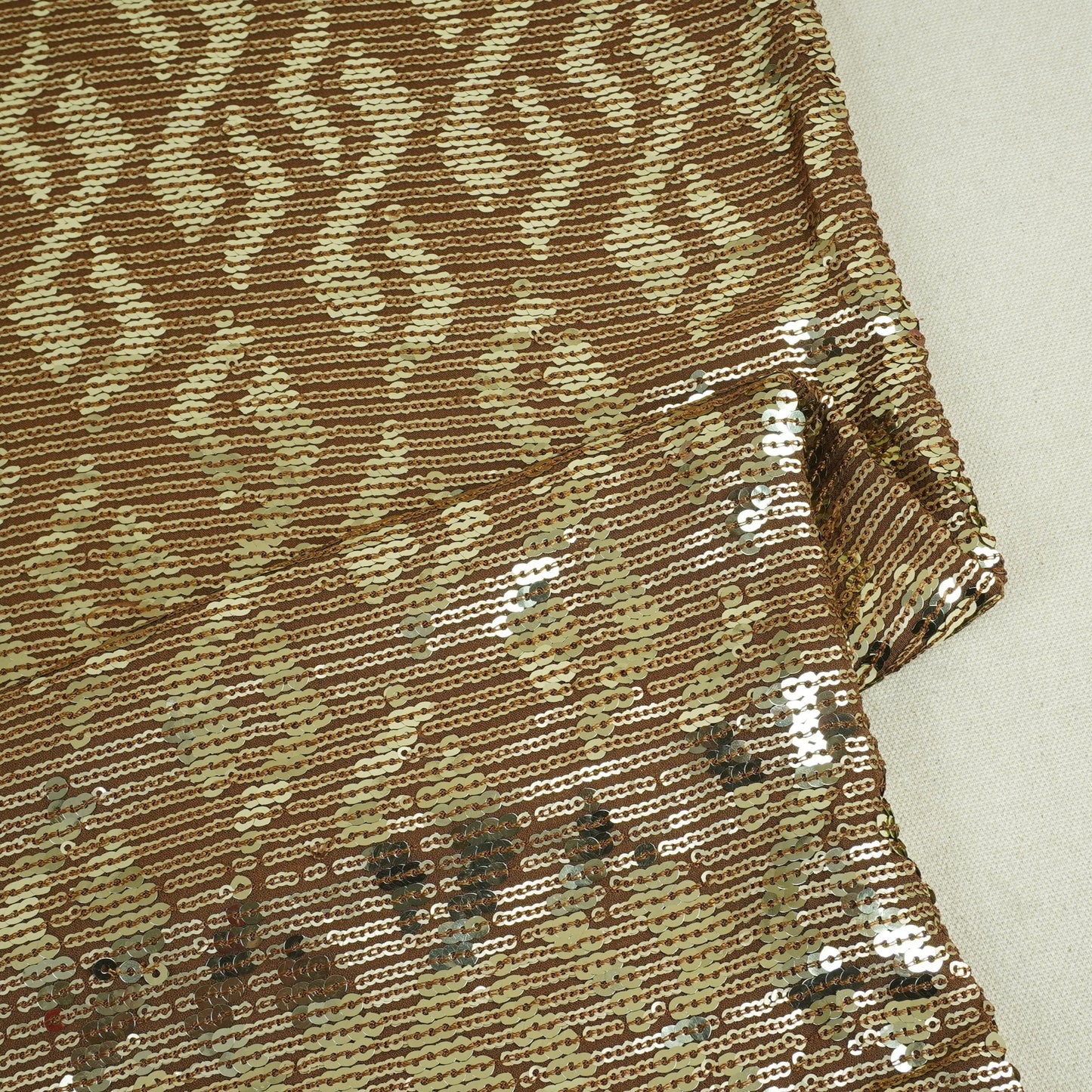 Brown Sequins embroidery Georgette Fabric WI-29169