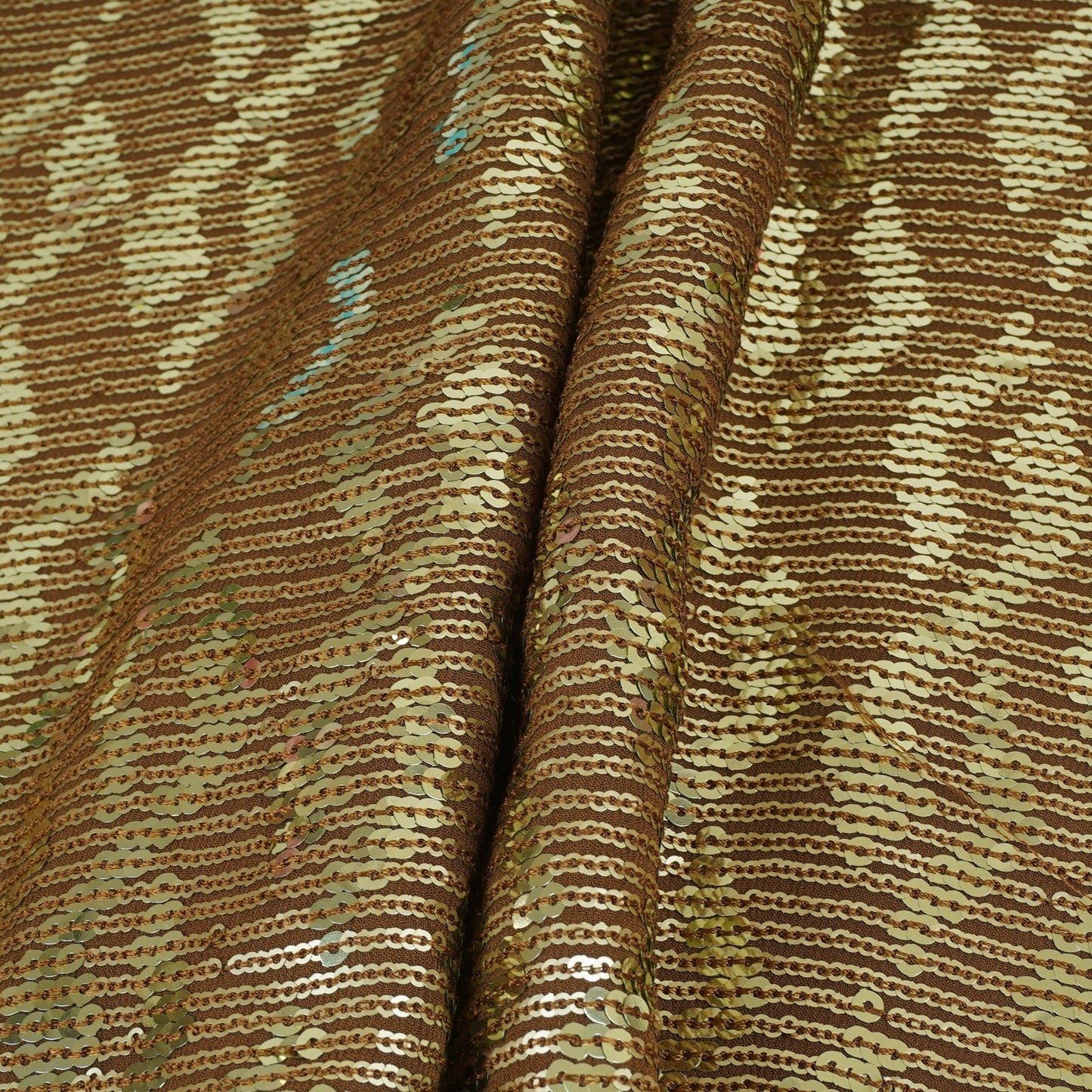 Brown Sequins embroidery Georgette Fabric WI-29169