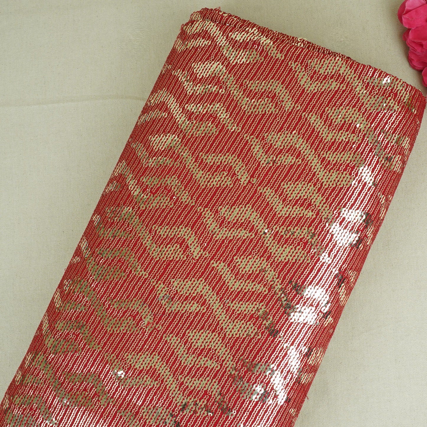 Red Sequins embroidery Georgette Fabric WI-29170