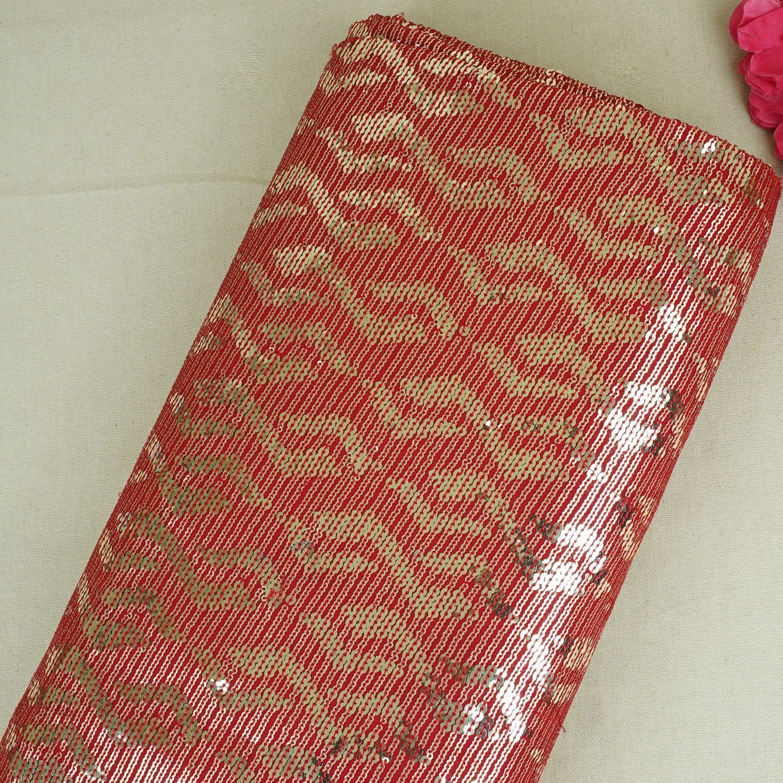 Red Sequins embroidery Georgette Fabric WI-29170 - TradeUNO