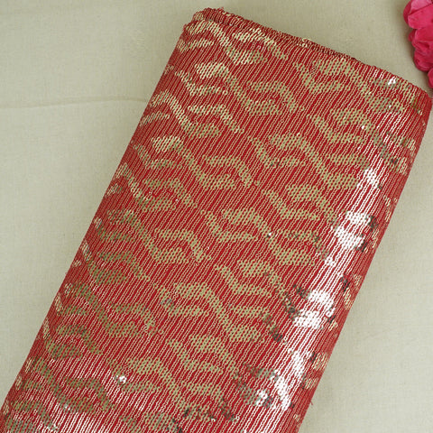 Red Sequins embroidery Georgette Fabric WI-29170