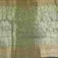 Dark Green & Silver Gold Zari Work Tissue Fabric CW-32595
