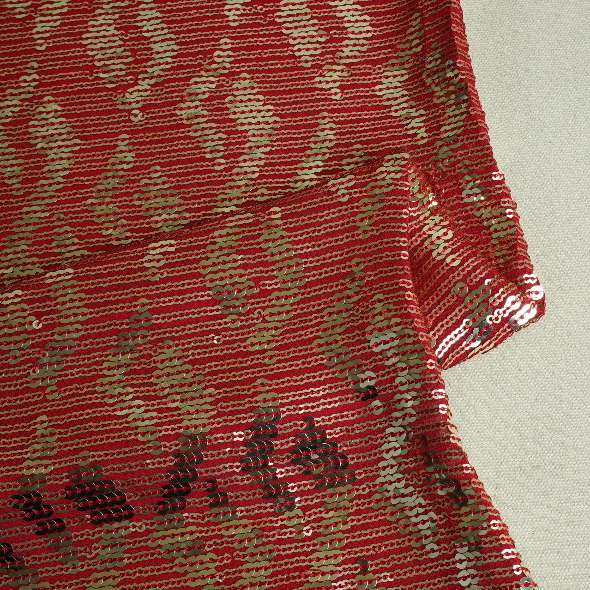 Red Sequins embroidery Georgette Fabric WI-29170 - TradeUNO