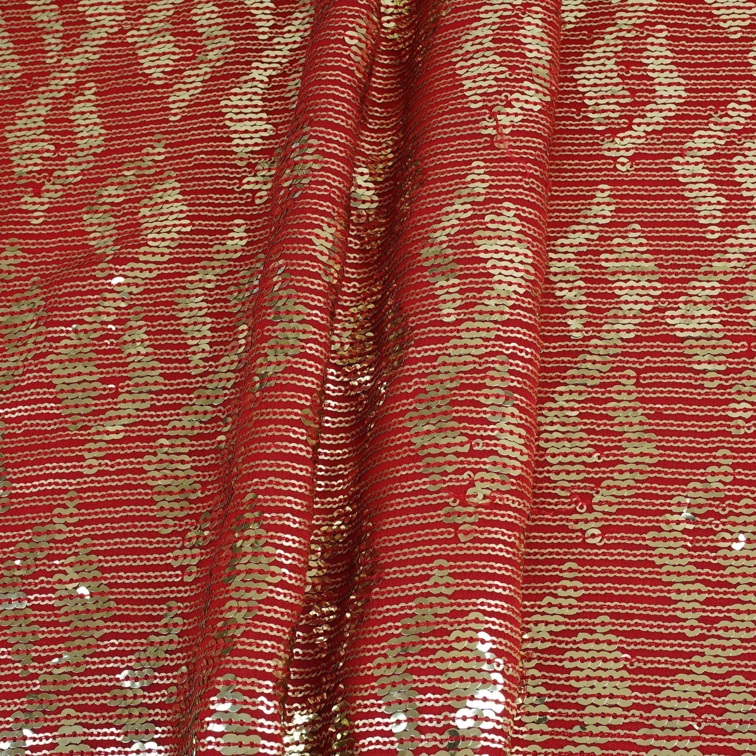 Red Sequins embroidery Georgette Fabric WI-29170 - TradeUNO