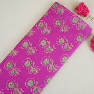 Magenta Pink Floral Print Pure 70gm Chanderi Fabric SN-30535 - TradeUNO