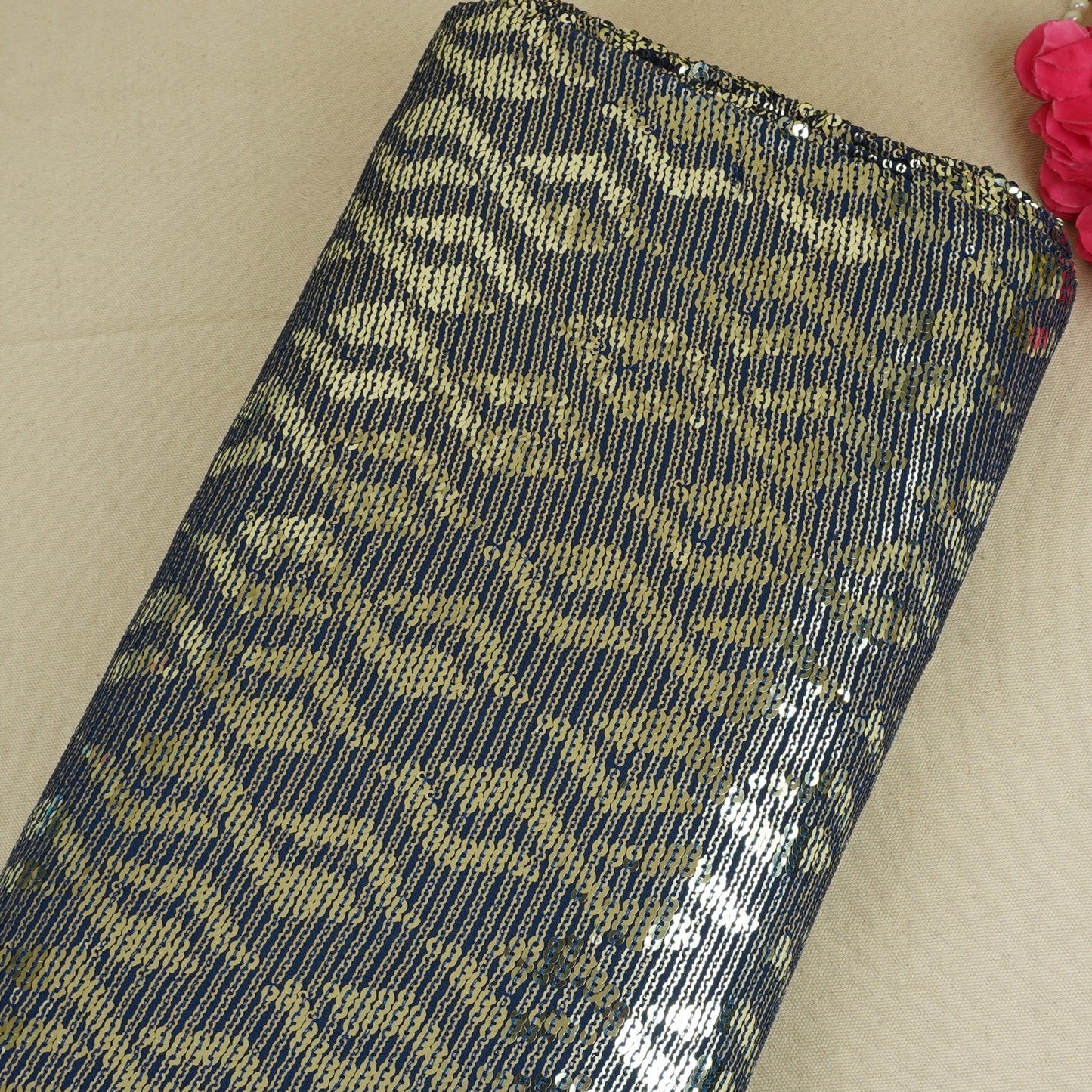 Blue Sequins embroidery Georgette Fabric WI-29173