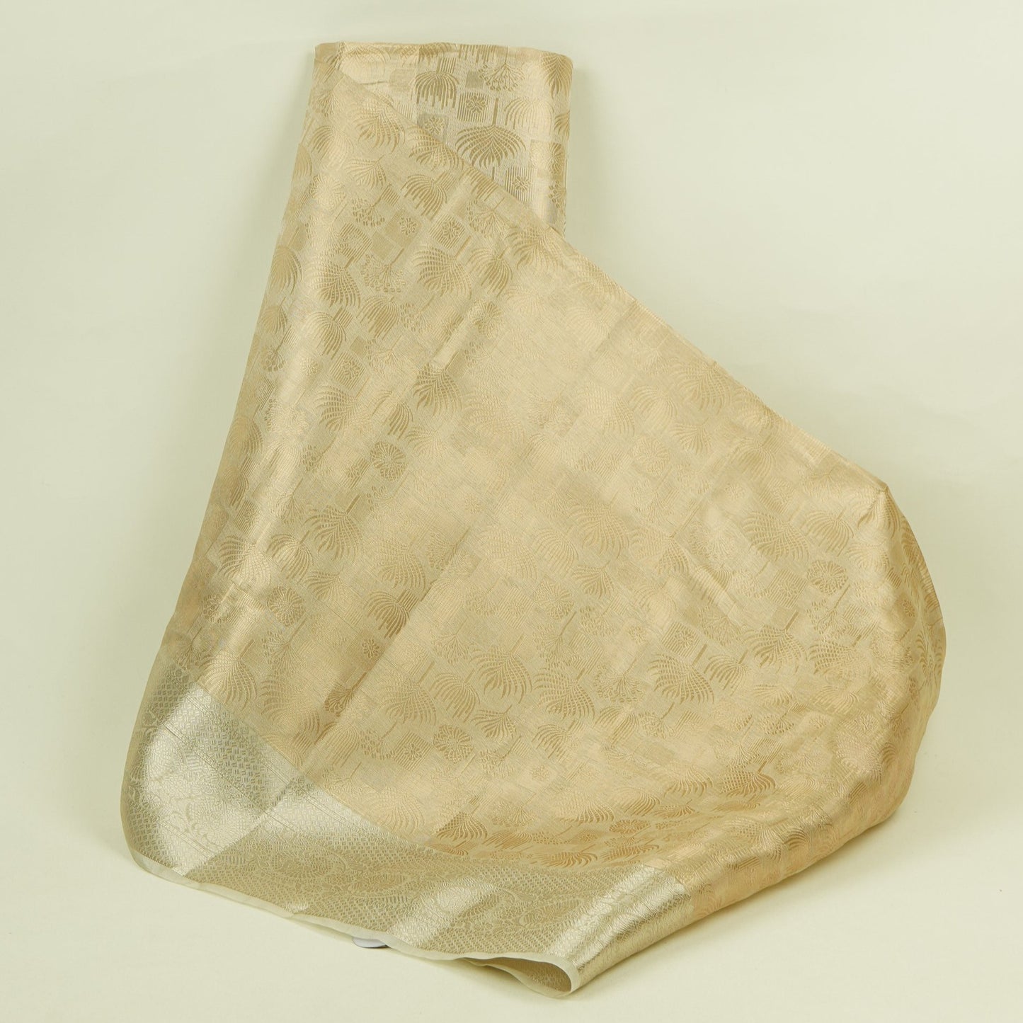 Light Gold Jaal Jacquard Weave Tissue Fabric CW-32590