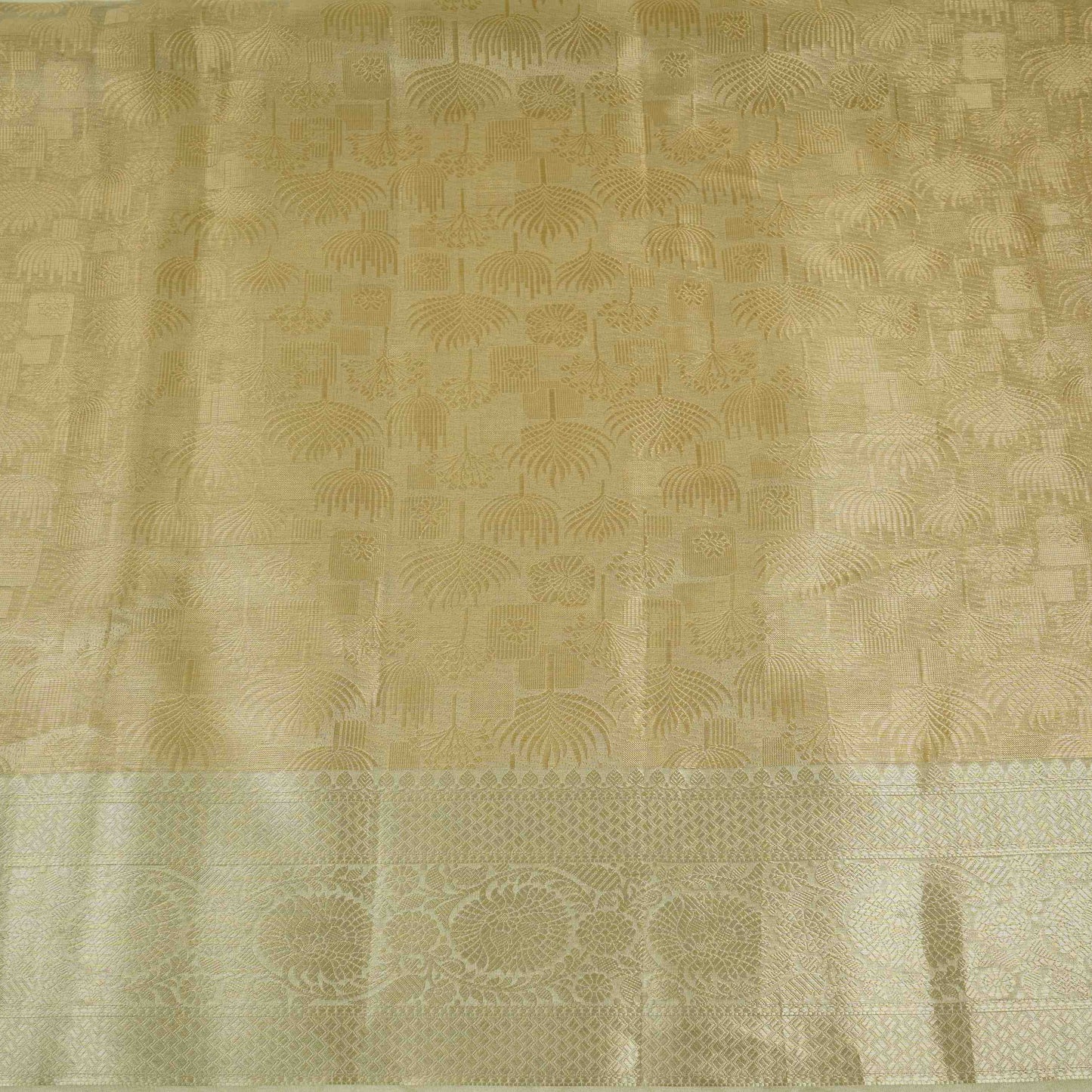 Light Gold Jaal Jacquard Weave Tissue Fabric CW-32590