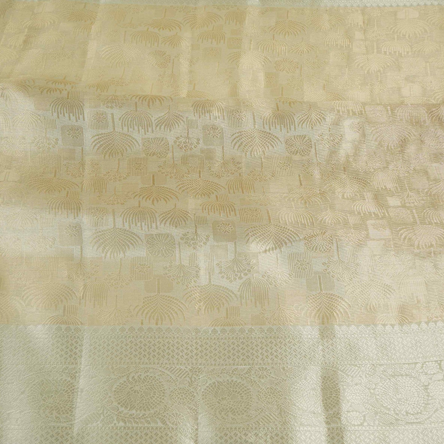 Light Gold Jaal Jacquard Weave Tissue Fabric CW-32590