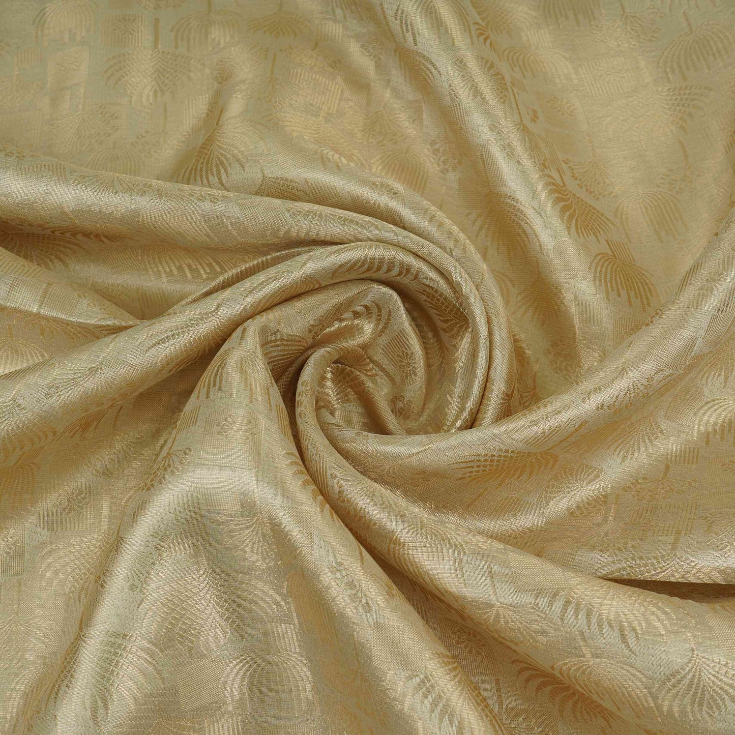Light Gold Jaal Jacquard Weave Tissue Fabric CW-32590