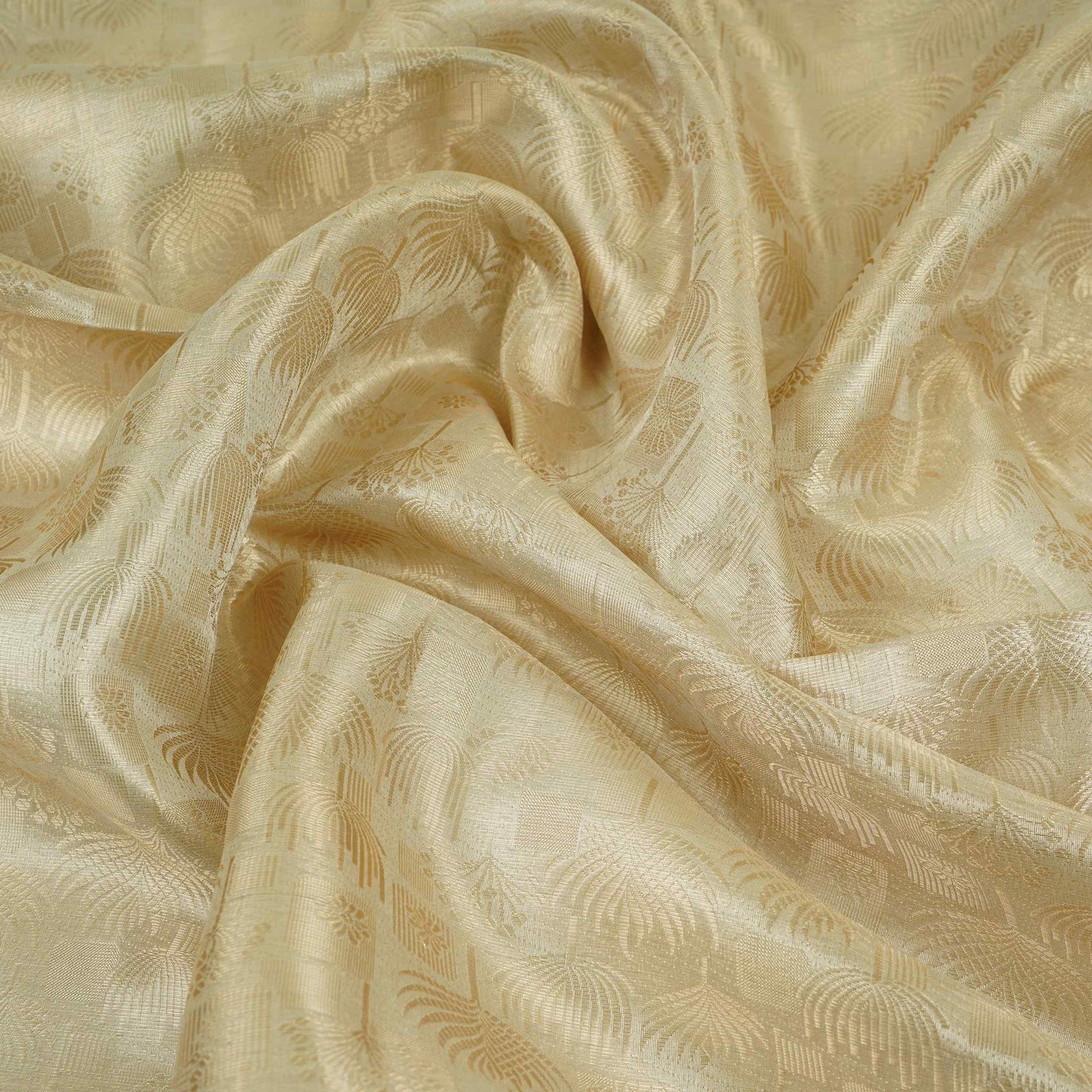 Light Gold Jaal Jacquard Weave Tissue Fabric CW-32590