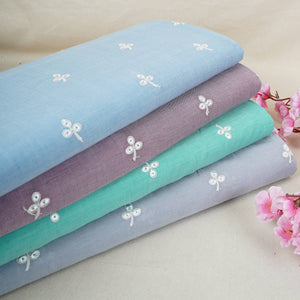 Lavender Floral Embroidery South Cotton Fabric ZA-30595 - TradeUNO