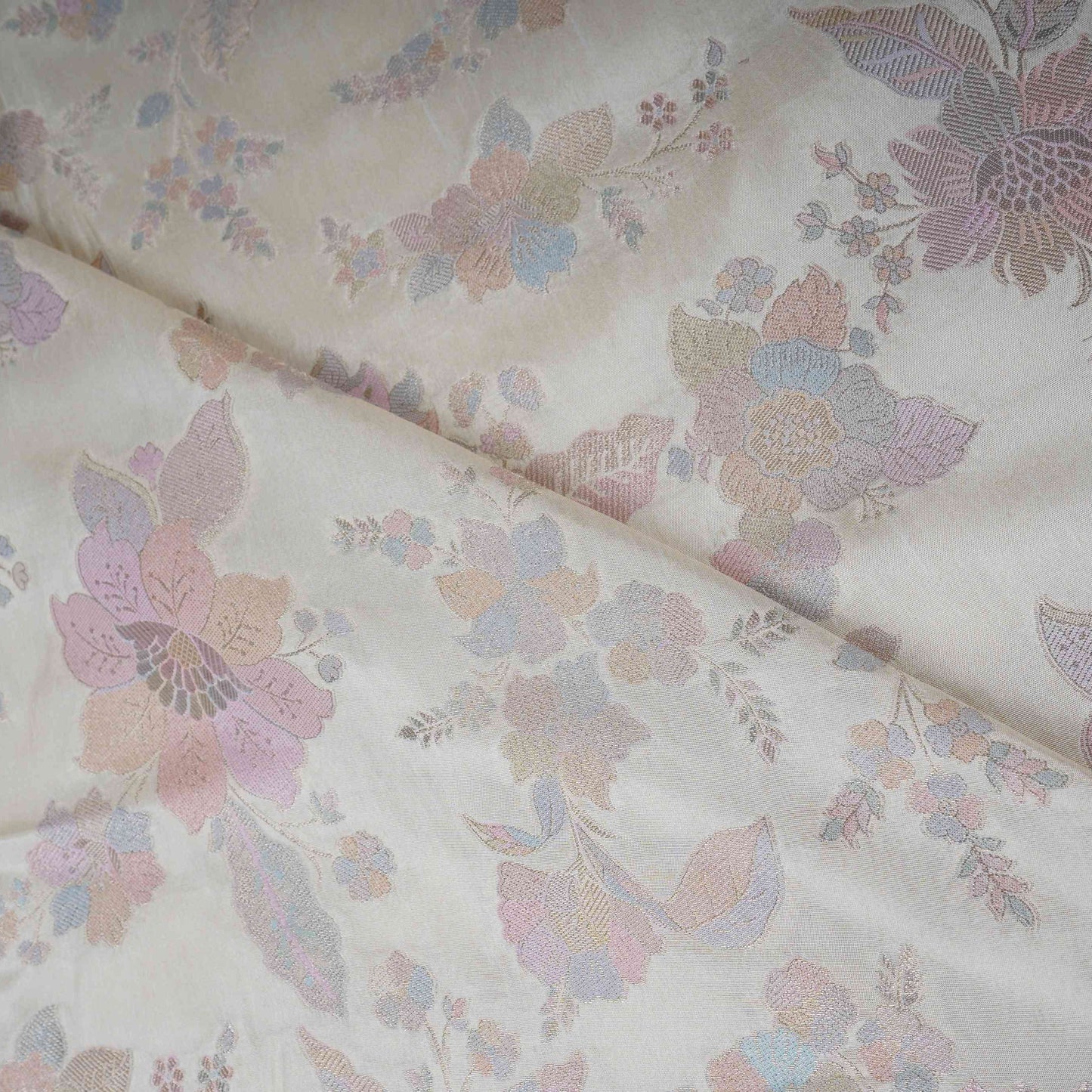 Mint Ivory Floral Jaal Dola Jacquard Fabric SGS-30708
