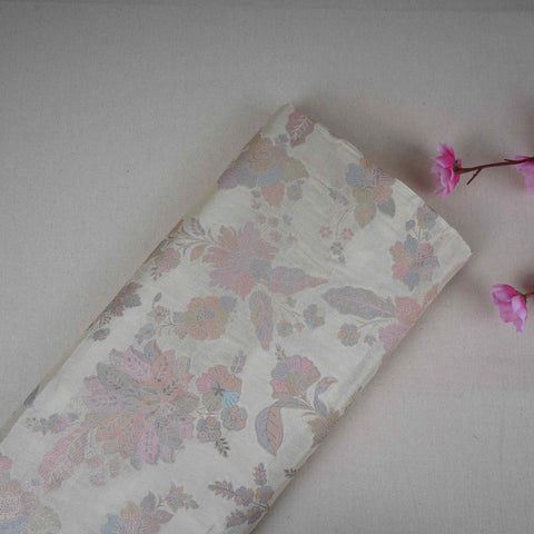 Mint Ivory Floral Jaal Dola Jacquard Fabric SGS-30708