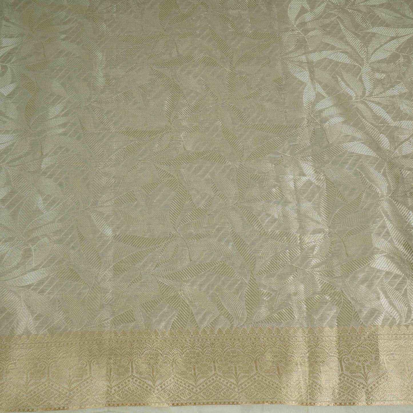 Silver Floral Jaal Tissue Fabric CW-32599