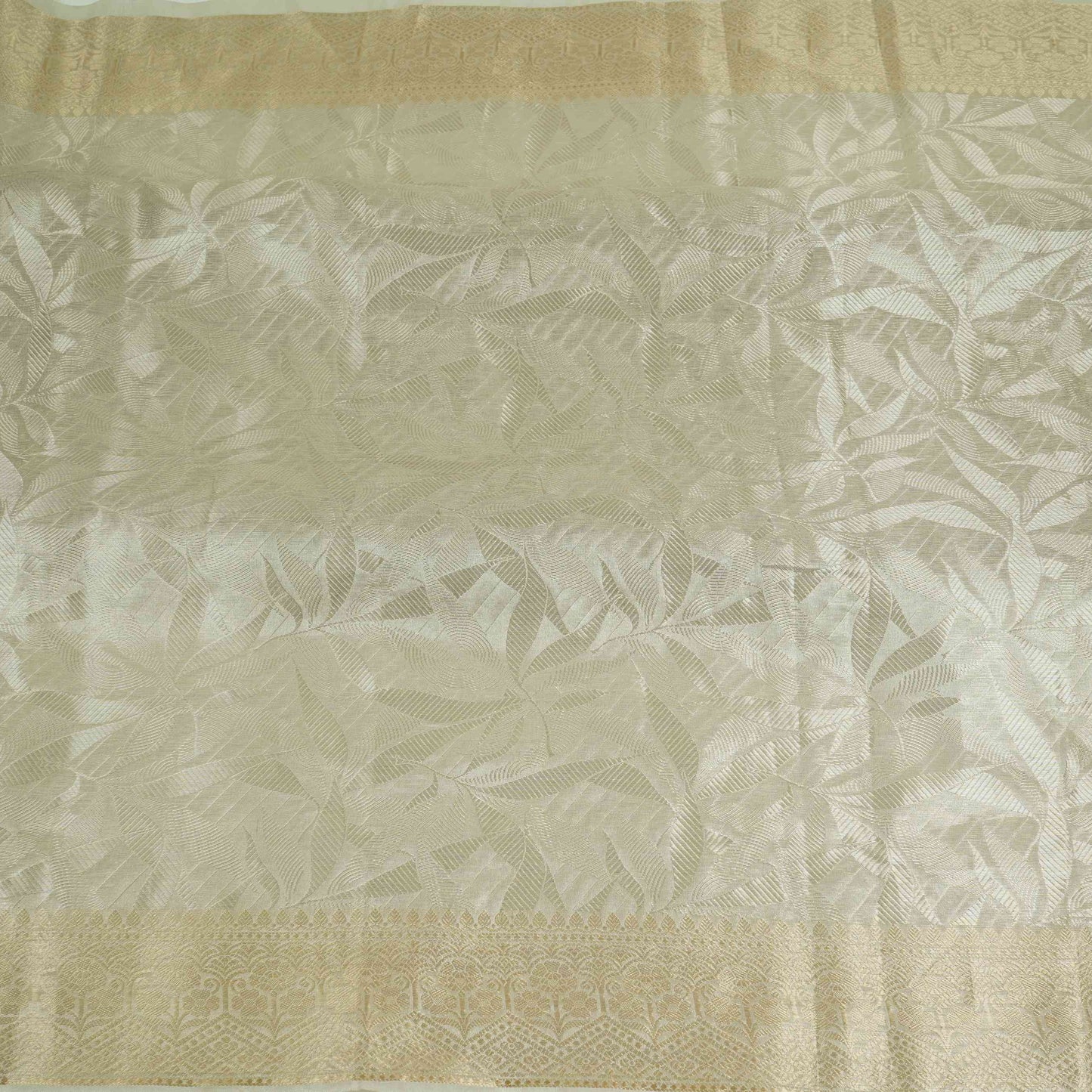Silver Floral Jaal Tissue Fabric CW-32599