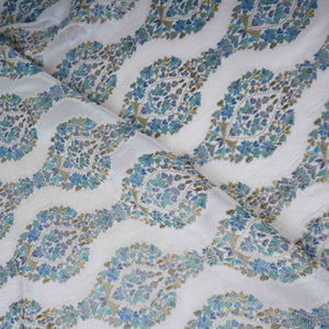 Ivory Meenakari Dola Jacquard Fabric SGS-30712 - TradeUNO
