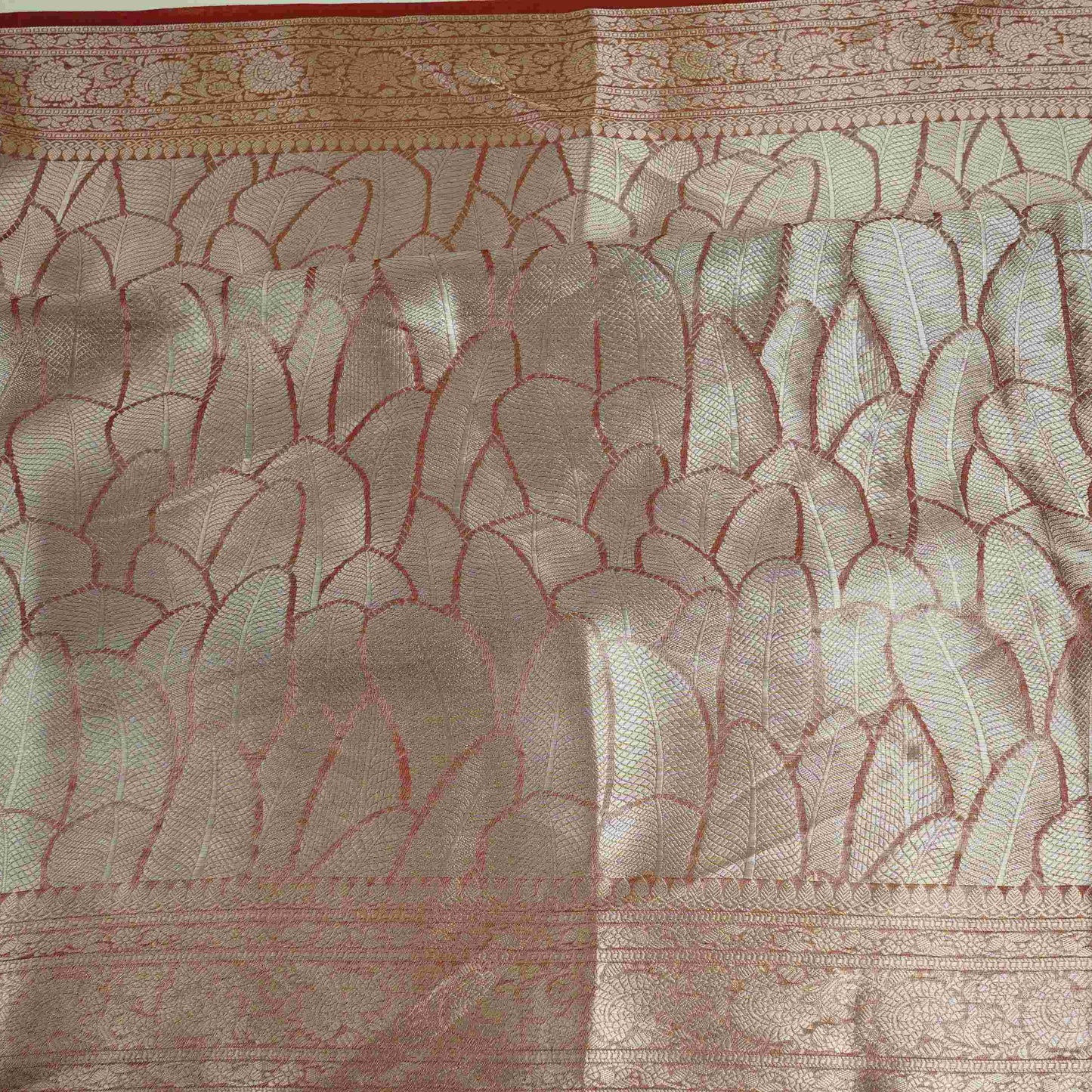 Rose Gold Zari Work Tissue Fabric CW-32594