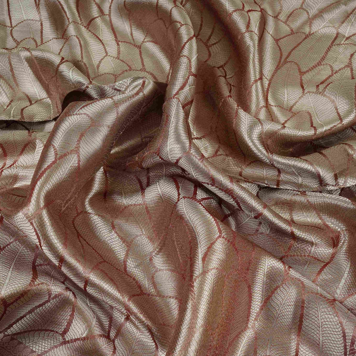 Rose Gold Zari Work Tissue Fabric CW-32594