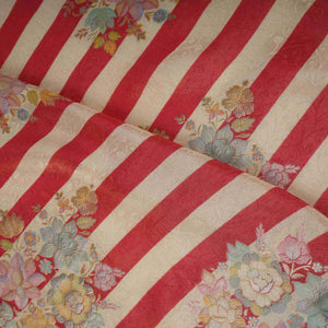 Maroon Stripes Meenakari Floral Pure Tissue Fabric SGS-30719 - TradeUNO