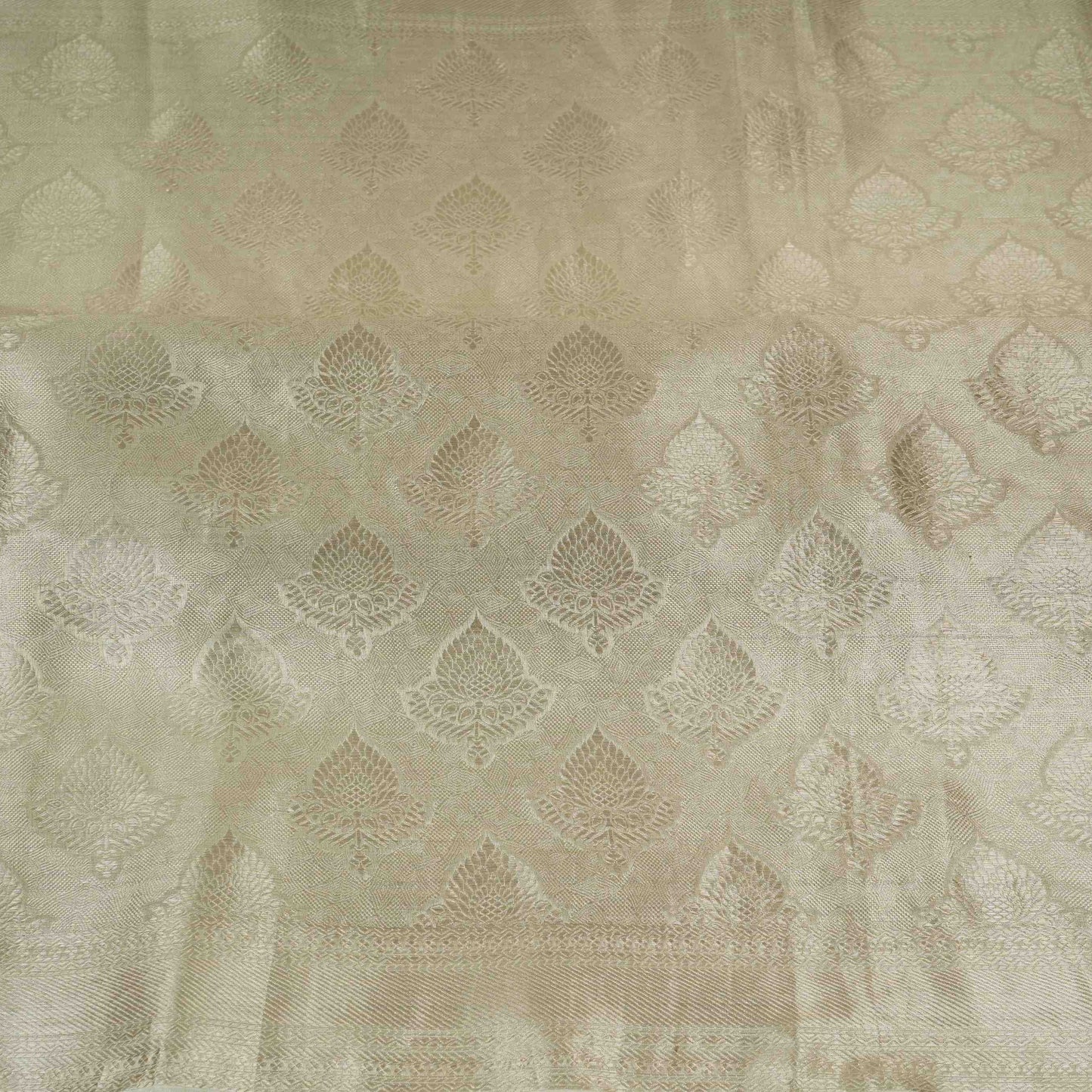 Silver Floral Buta Jaal Tissue Fabric CW-32603