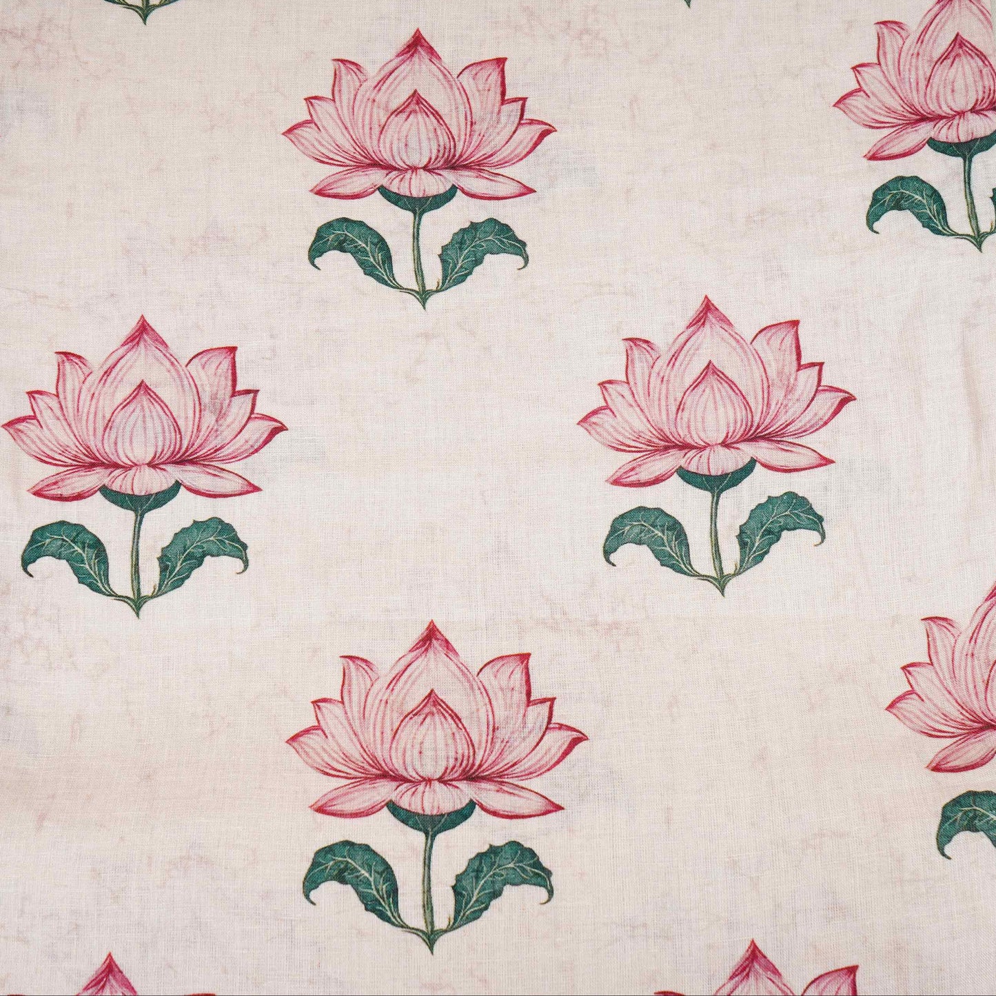 Off White Floral Print Pure Linen Fabric SN-30532