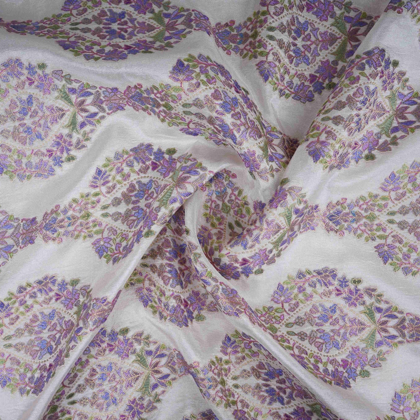 Off White Meenakari Dola Jacquard Fabric SGS-30710
