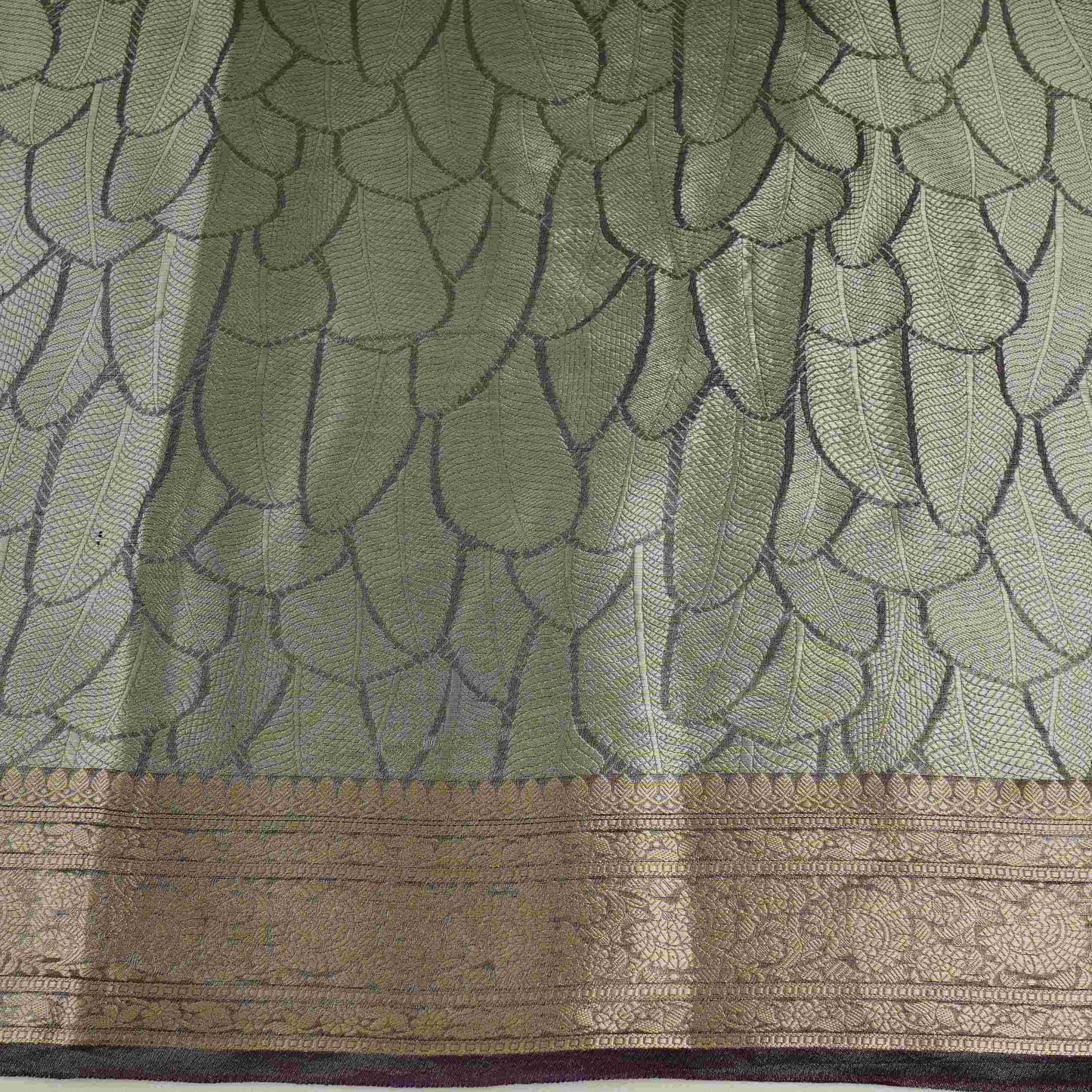 Purple With Silver Gold Zari Work Tissue Fabric CW-32593