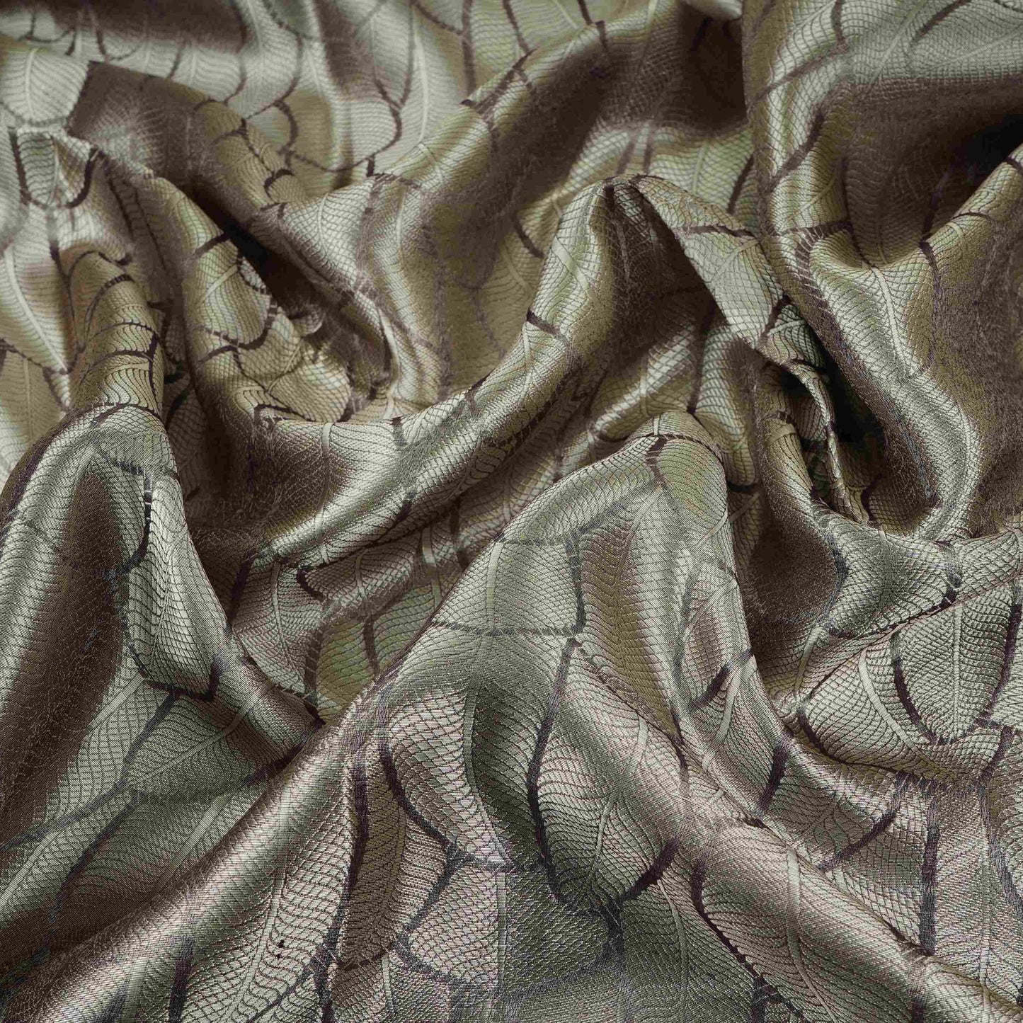 Purple With Silver Gold Zari Work Tissue Fabric CW-32593