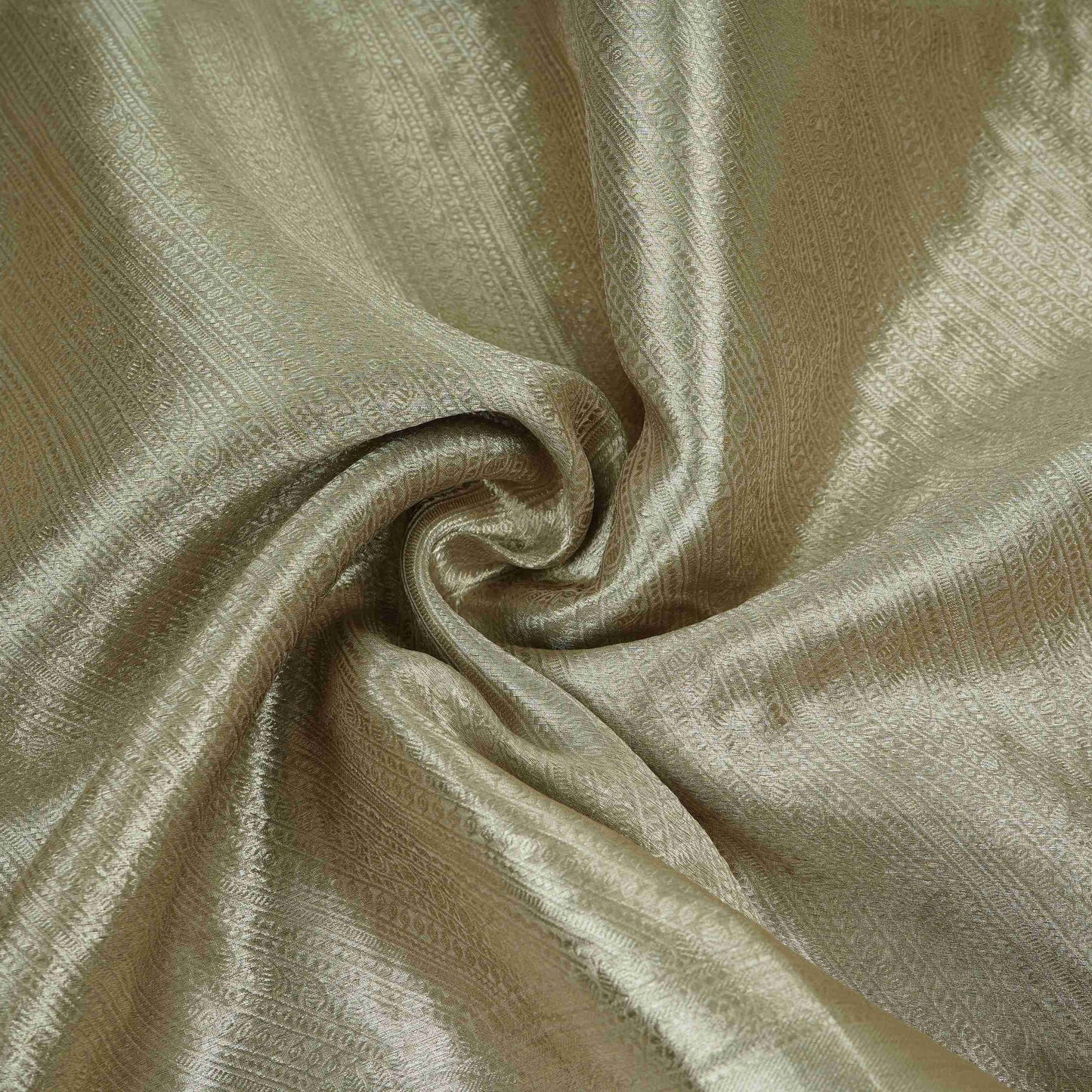 Silver Champagne Lehriya Floral Weave Tissue Fabric CW-32601