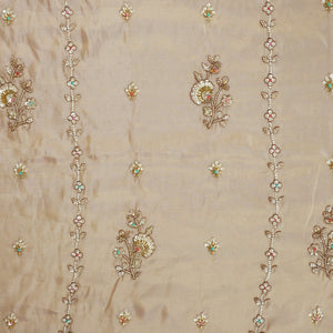 Peach Floral Cutdana embroidery Tissue Fabric WI-29023 - TradeUNO