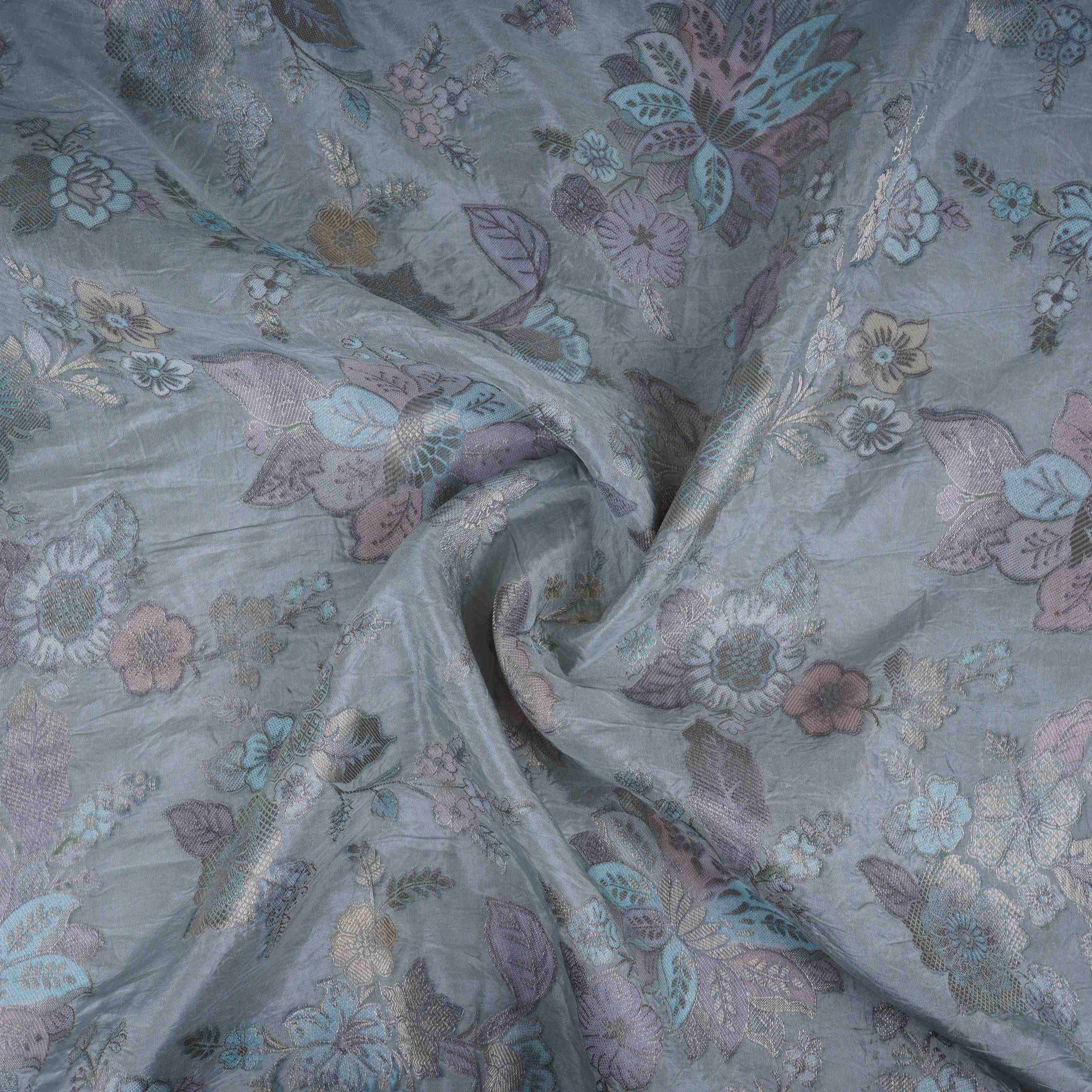 Sage Green Meenakari Dola Jacquard Fabric SGS-30716 - TradeUNO