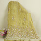 Mustard Floral Cutdana embroidery Tissue Fabric WI-29024