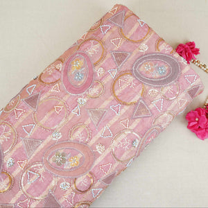 Pink Cutdana Premium Embroidery Tissue Fabric GTS-30044 - TradeUNO