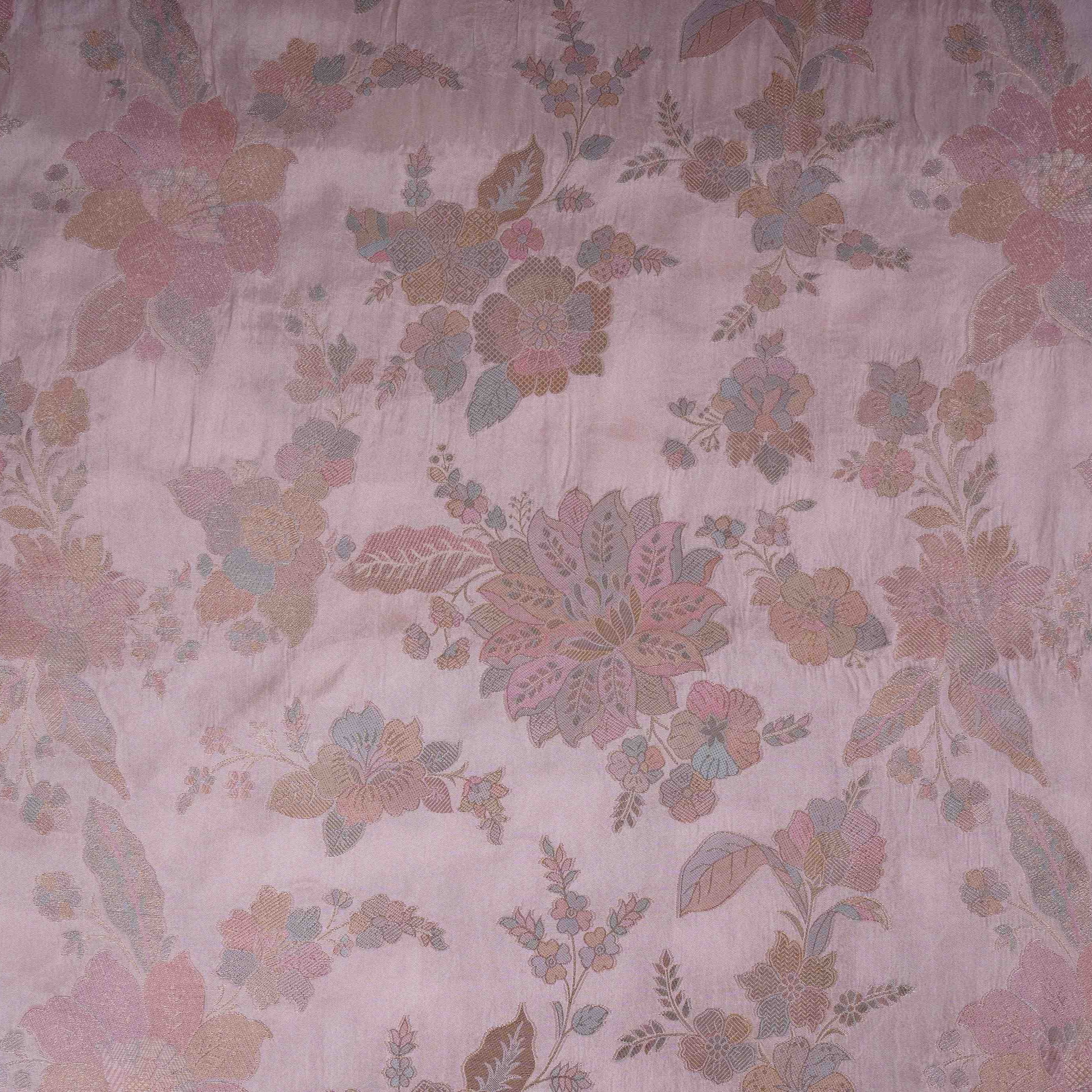 Cream Floral Jaal Dola Jacquard Fabric SGS-30709 - TradeUNO