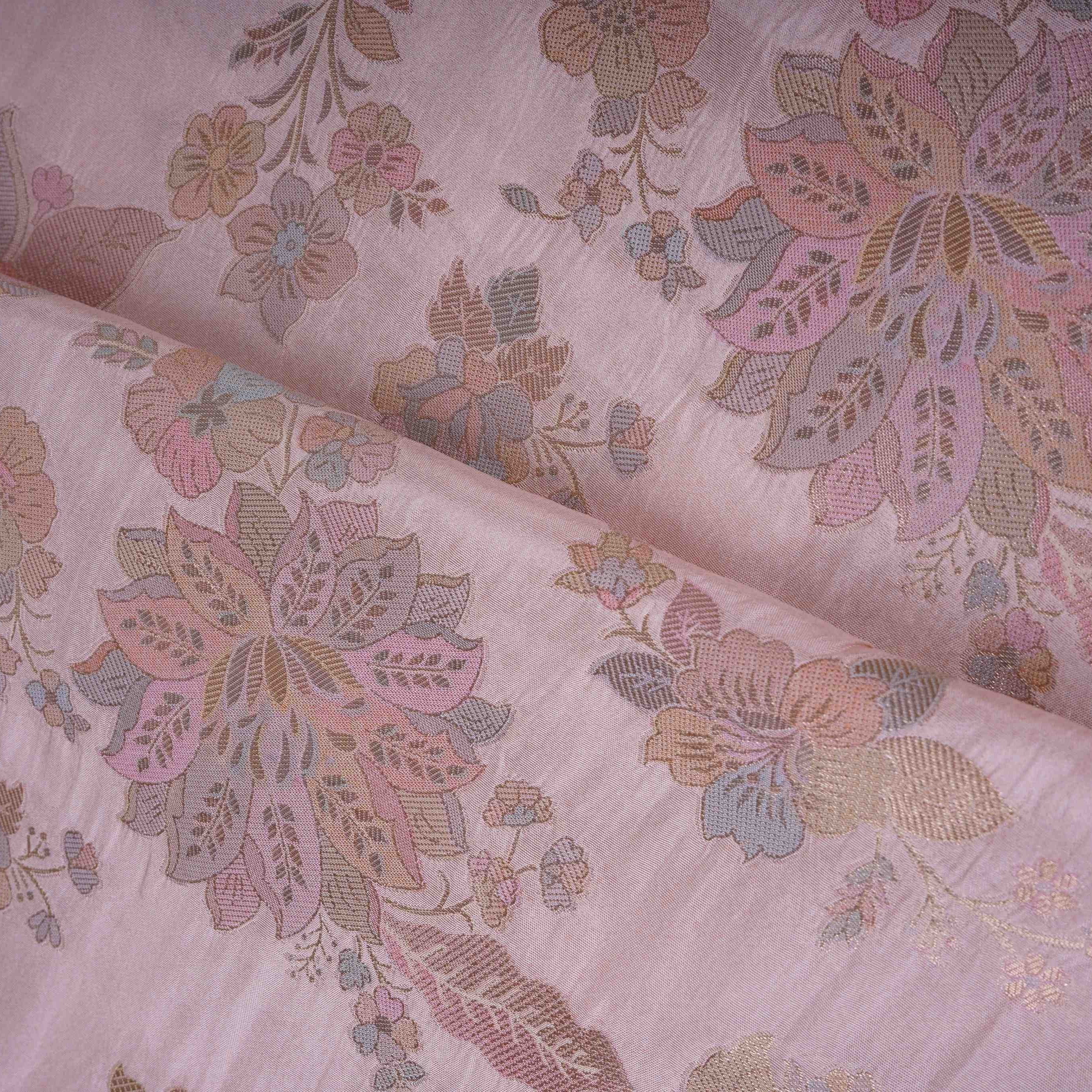 Cream Floral Jaal Dola Jacquard Fabric SGS-30709 - TradeUNO