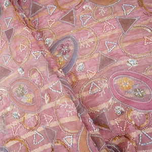 Pink Cutdana Premium Embroidery Tissue Fabric GTS-30044 - TradeUNO