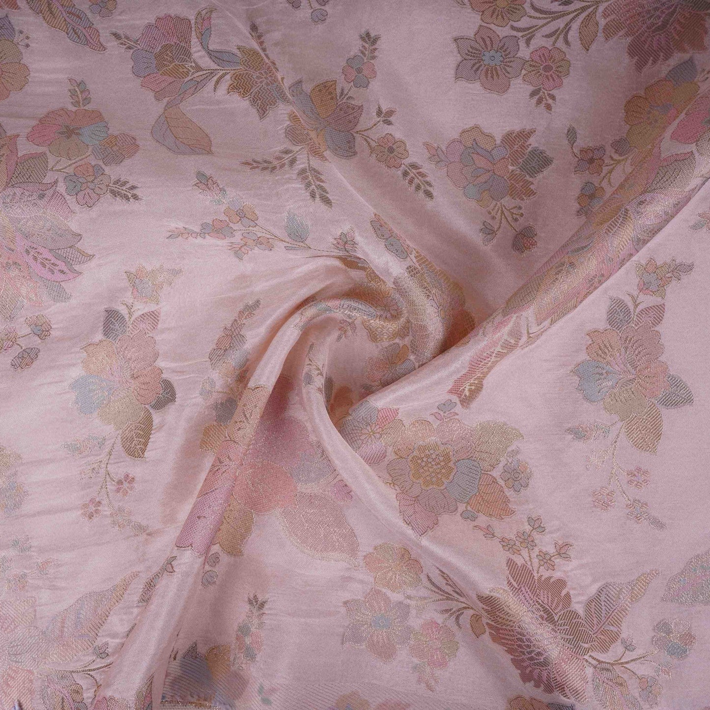 Cream Floral Jaal Dola Jacquard Fabric SGS-30709