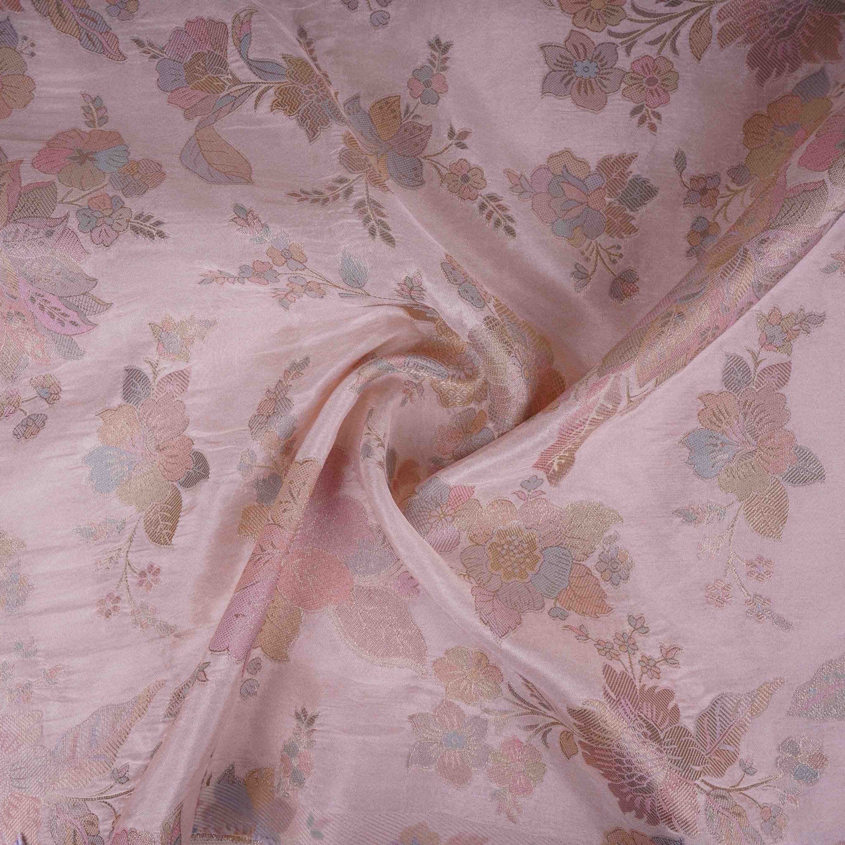 Cream Floral Jaal Dola Jacquard Fabric SGS-30709 - TradeUNO